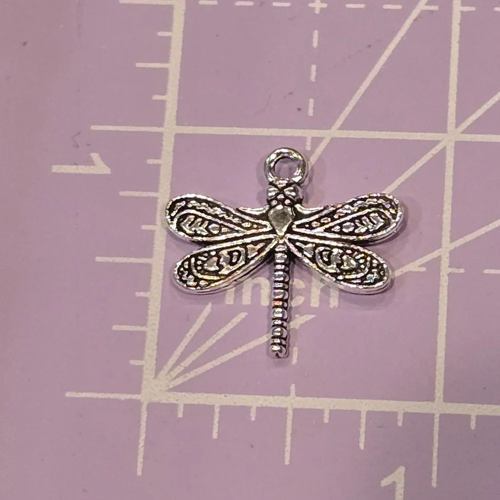 10pc Silver Dragonfly Charms Pendants for Jewelry Making DIY Crafts 0.75 inch